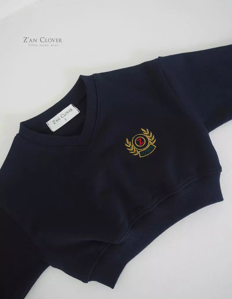Zan Clover - Korean Children Fashion - #childrensboutique - V Neck Embroidery Sweatshirt - 10