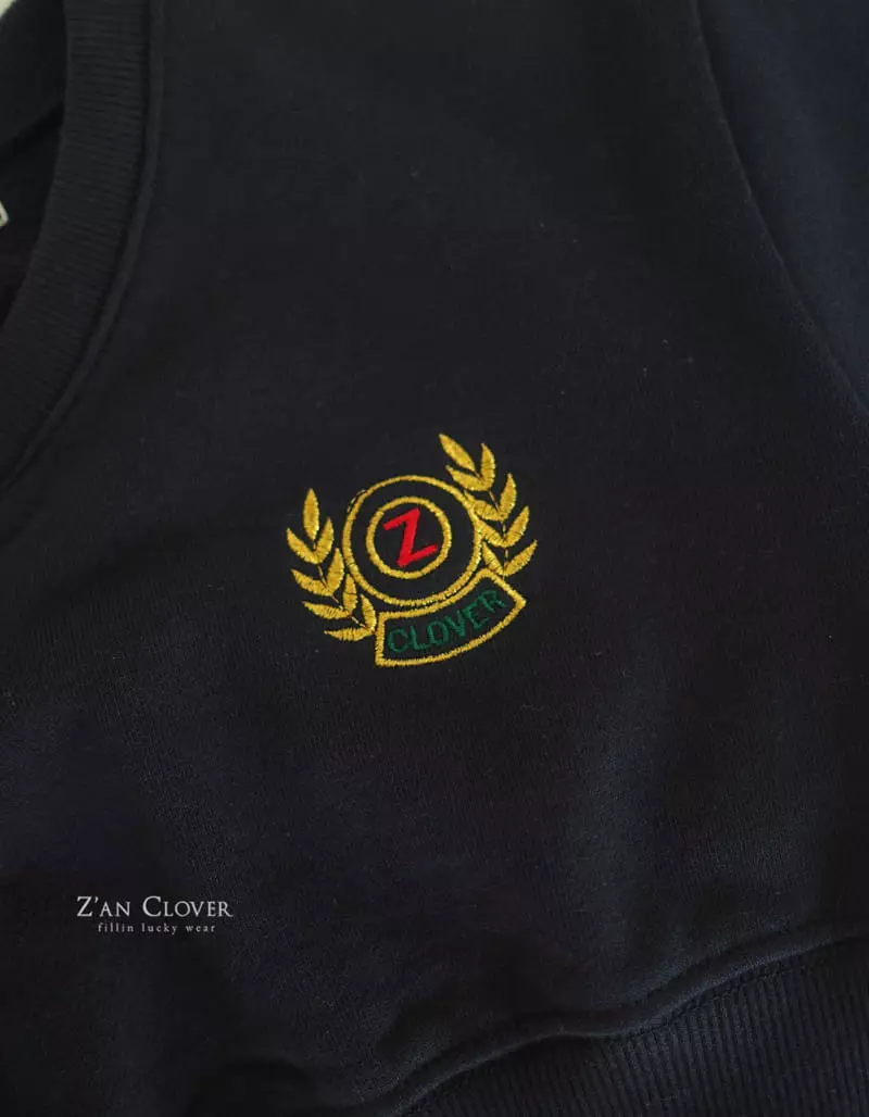 Zan Clover - Korean Children Fashion - #designkidswear - V Neck Embroidery Sweatshirt - 11