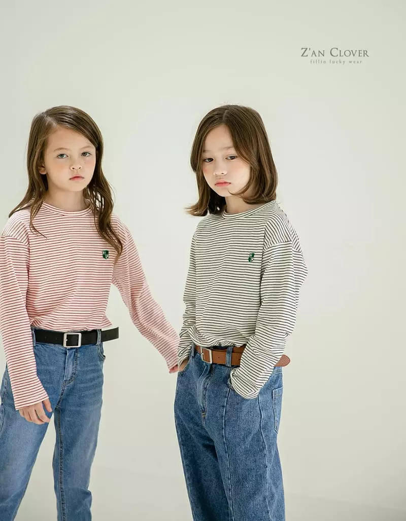 Zan Clover - Korean Children Fashion - #discoveringself - Embrodiery Stripes Tee - 3