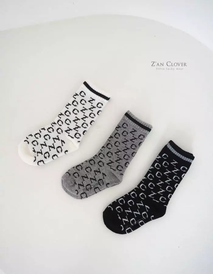 Zan Clover - Korean Children Fashion - #discoveringself - ZC Logo Socks set of 3