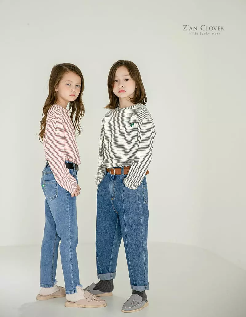 Zan Clover - Korean Children Fashion - #kidzfashiontrend - Embrodiery Stripes Tee - 7