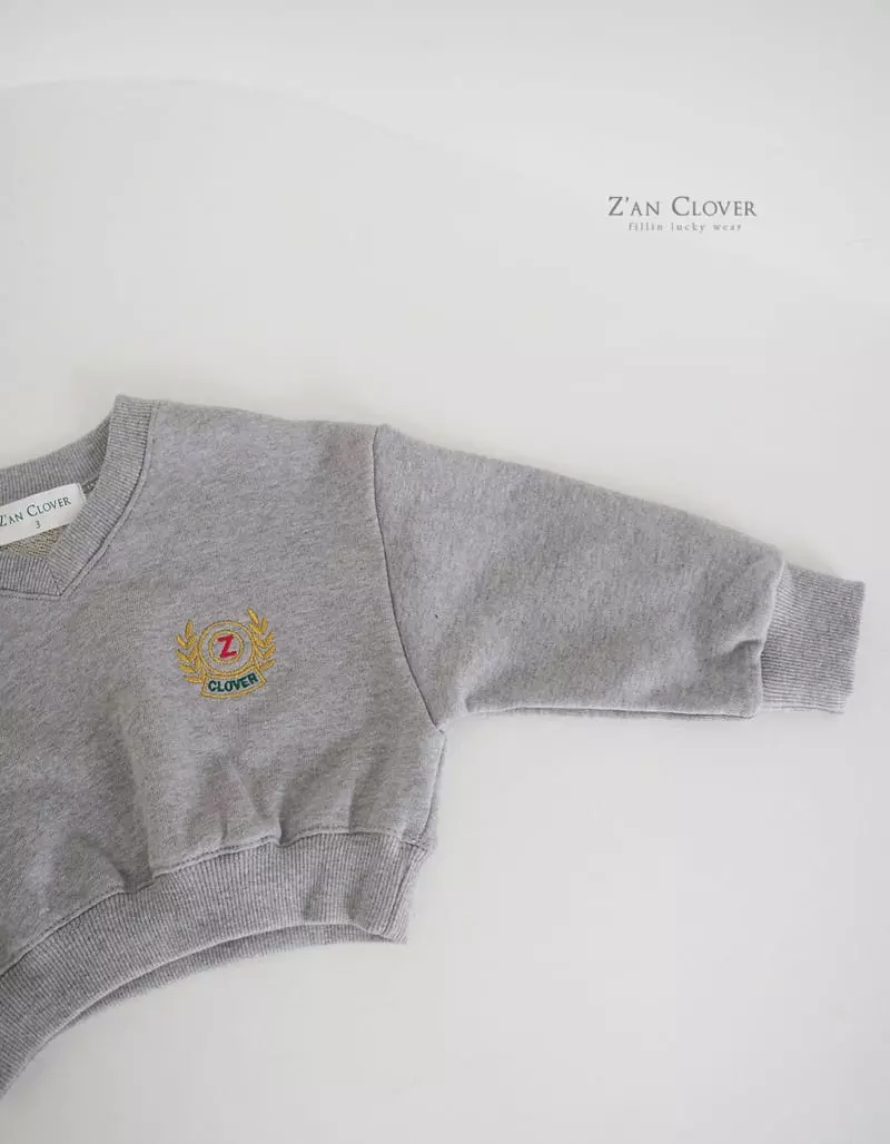 Zan Clover - Korean Children Fashion - #minifashionista - V Neck Embroidery Sweatshirt - 6