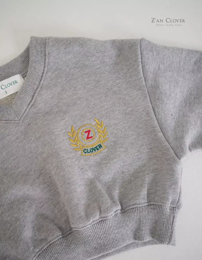 Zan Clover - Korean Children Fashion - #prettylittlegirls - V Neck Embroidery Sweatshirt - 7