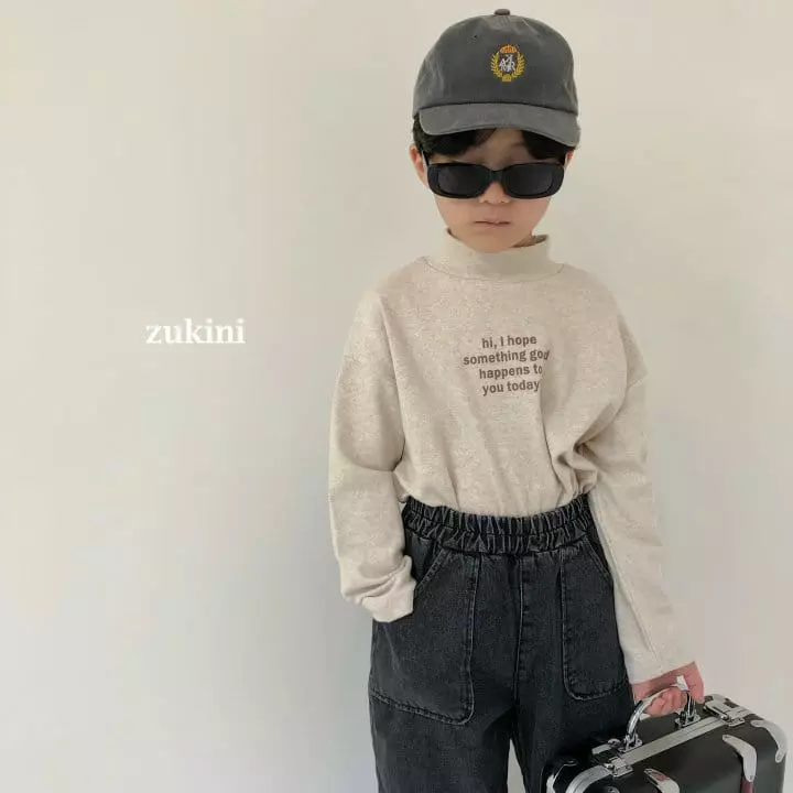 Zukini - Korean Children Fashion - #kidsshorts - Lettering Turtleneck Tee - 5