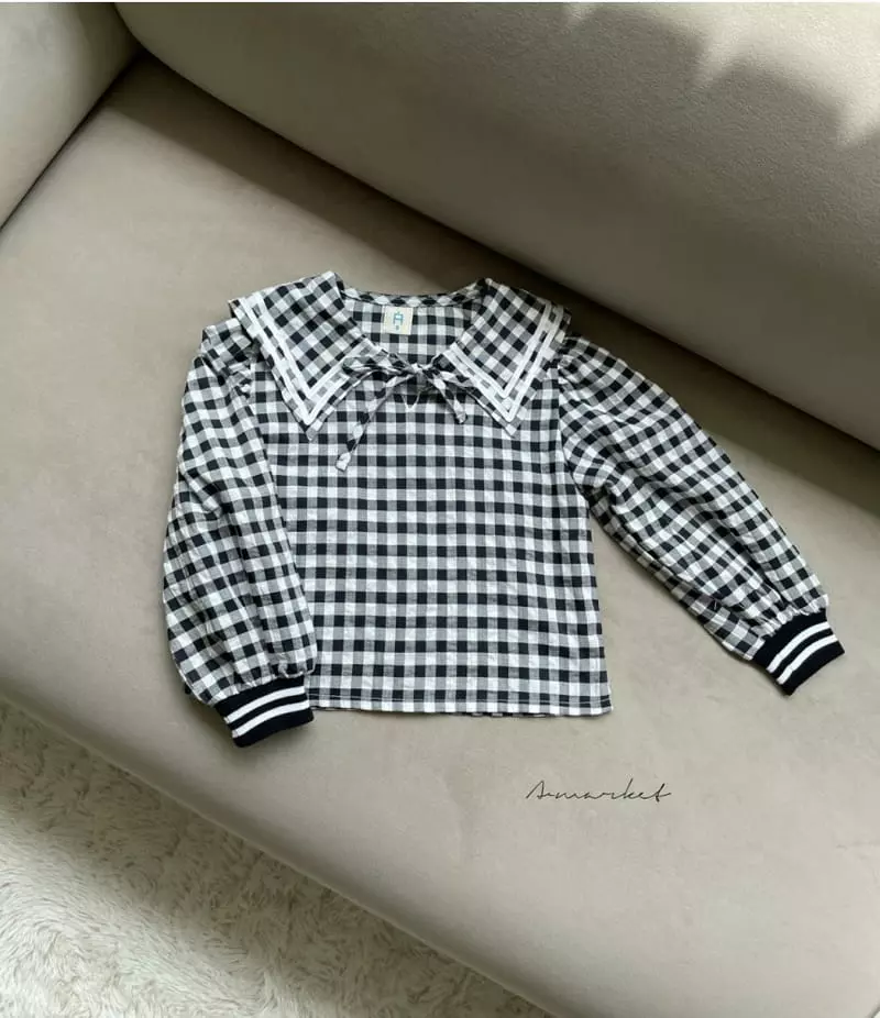 a-Market - Korean Children Fashion - #childofig - Check Sailor Blouse