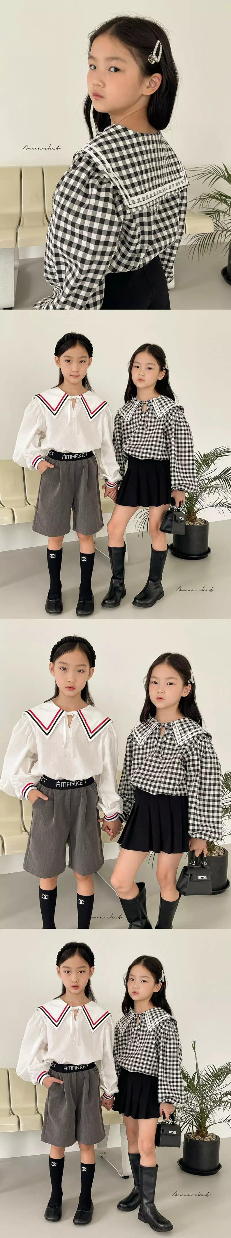 a-Market - Korean Children Fashion - #designkidswear - Check Sailor Blouse - 3