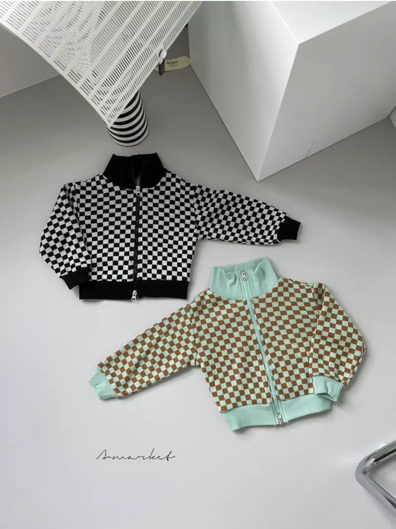 a-Market - Korean Children Fashion - #designkidswear - Cheacker Two Way Zip-up