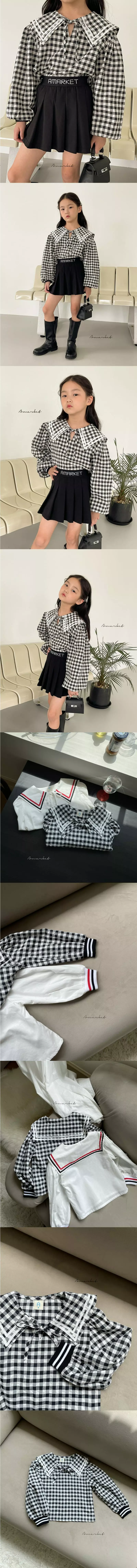 a-Market - Korean Children Fashion - #designkidswear - Check Sailor Blouse - 4