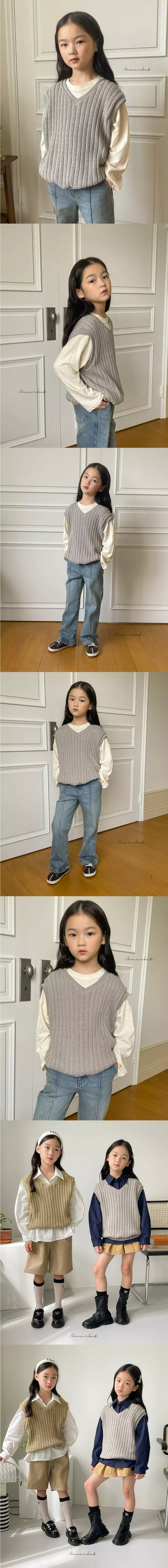 a-Market - Korean Children Fashion - #fashionkids - Macaroon Knit Vest - 3