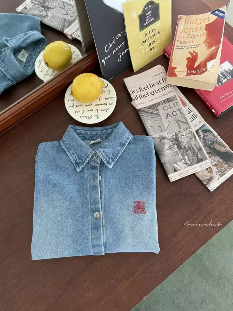 a-Market - Korean Children Fashion - #fashionkids - Maron Denim Shirt