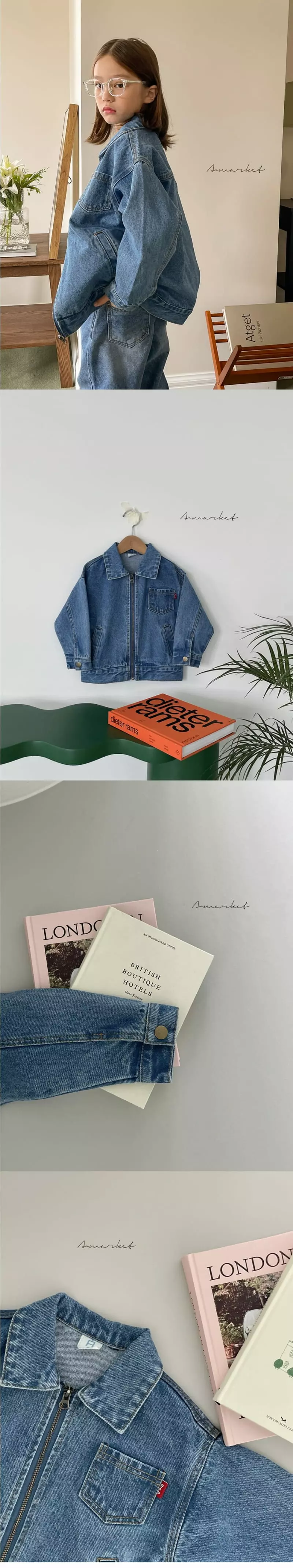 a-Market - Korean Children Fashion - #fashionkids - Denim Zip-up - 3