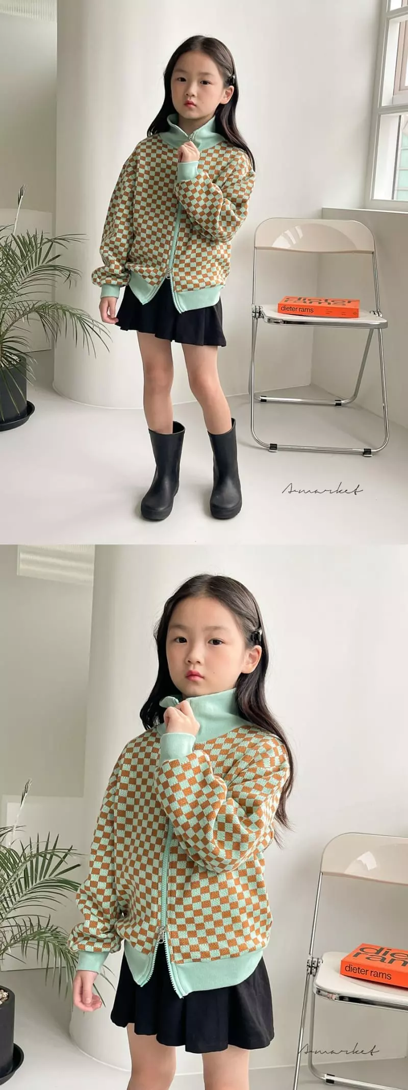 a-Market - Korean Children Fashion - #fashionkids - Cheacker Two Way Zip-up - 4