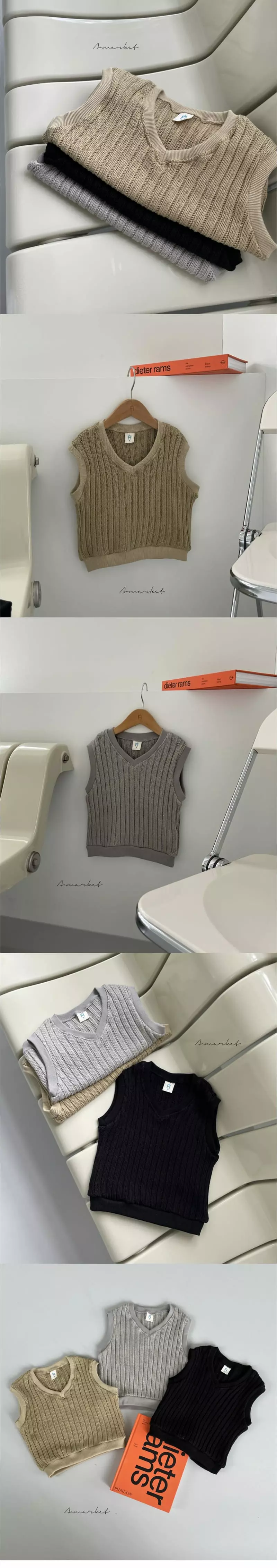 a-Market - Korean Children Fashion - #fashionkids - Macaroon Knit Vest - 4