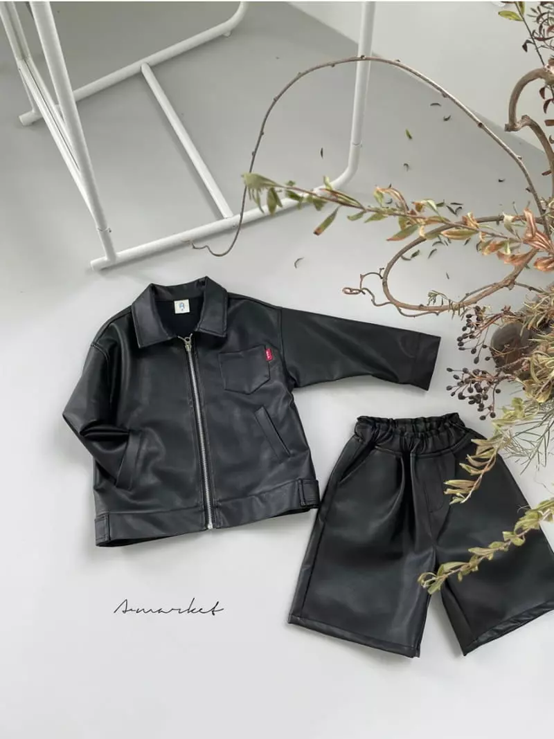 a-Market - Korean Children Fashion - #littlefashionista - Leather Zip-up