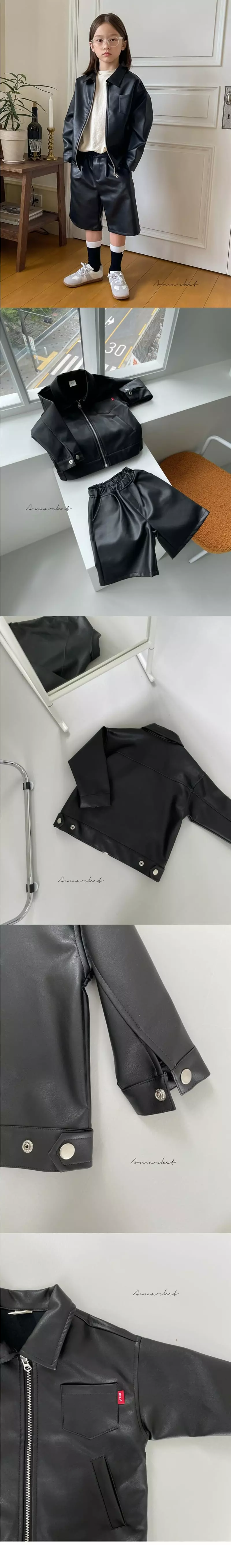 a-Market - Korean Children Fashion - #minifashionista - Leather Zip-up - 3