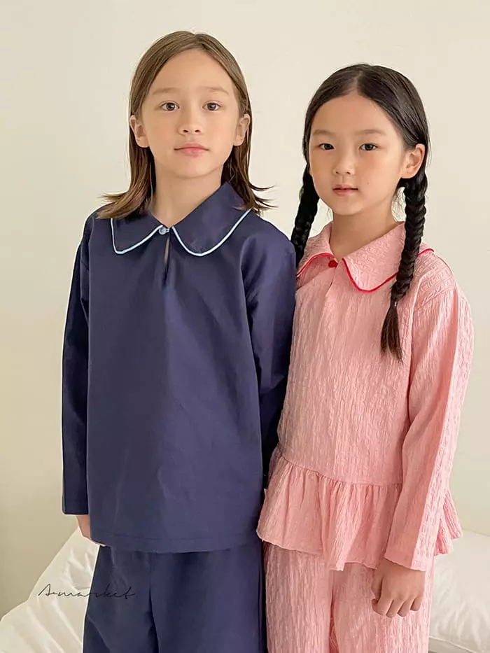 a-Market - Korean Children Fashion - #prettylittlegirls - Collar Pajama Set