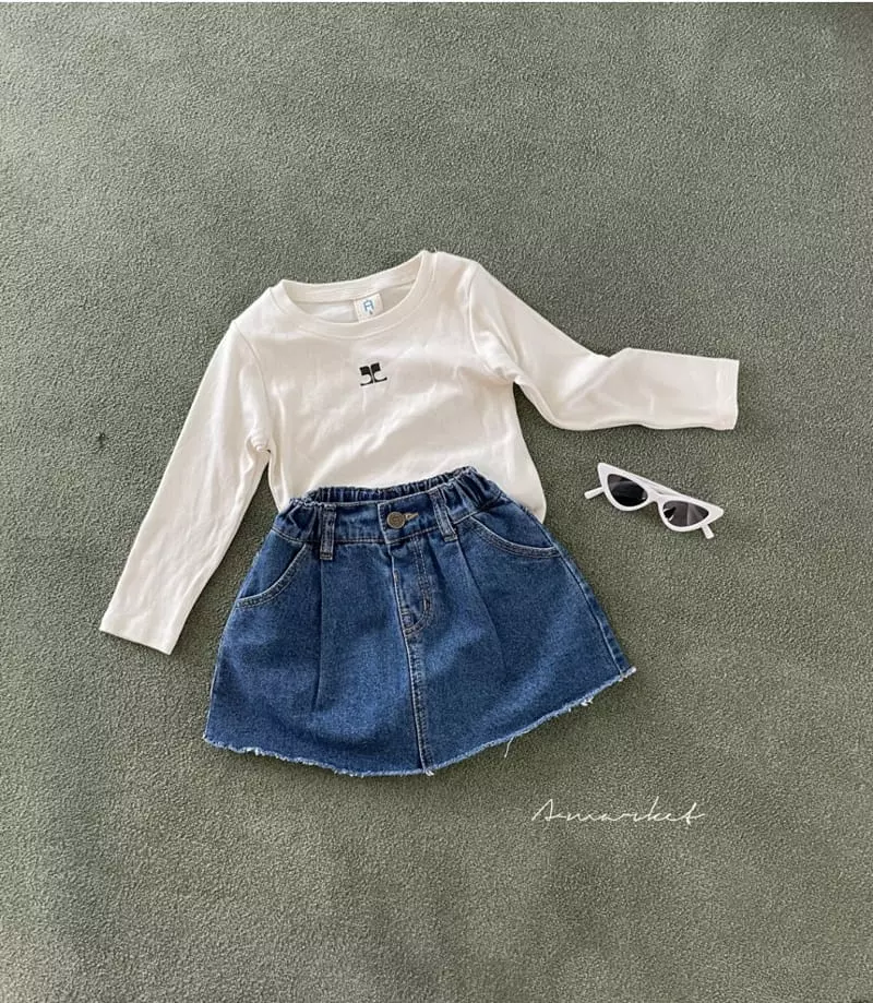 a-Market - Korean Children Fashion - #todddlerfashion - Cutting Denim Skirt