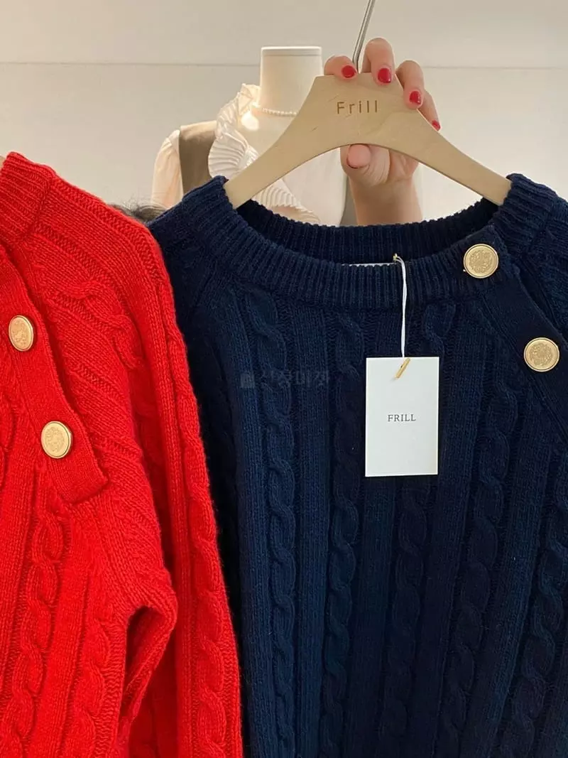 frill - Korean Women Fashion - #momslook - Mus Button Knit - 11