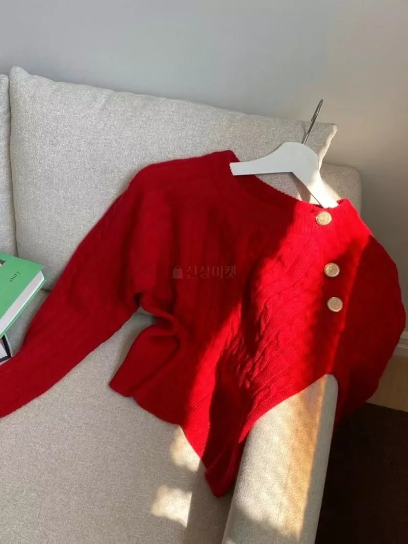 frill - Korean Women Fashion - #momslook - Mus Button Knit - 7