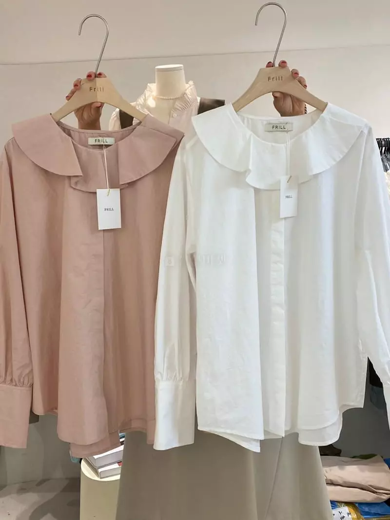 frill - Korean Women Fashion - #restrostyle - Wave Blouse - 8