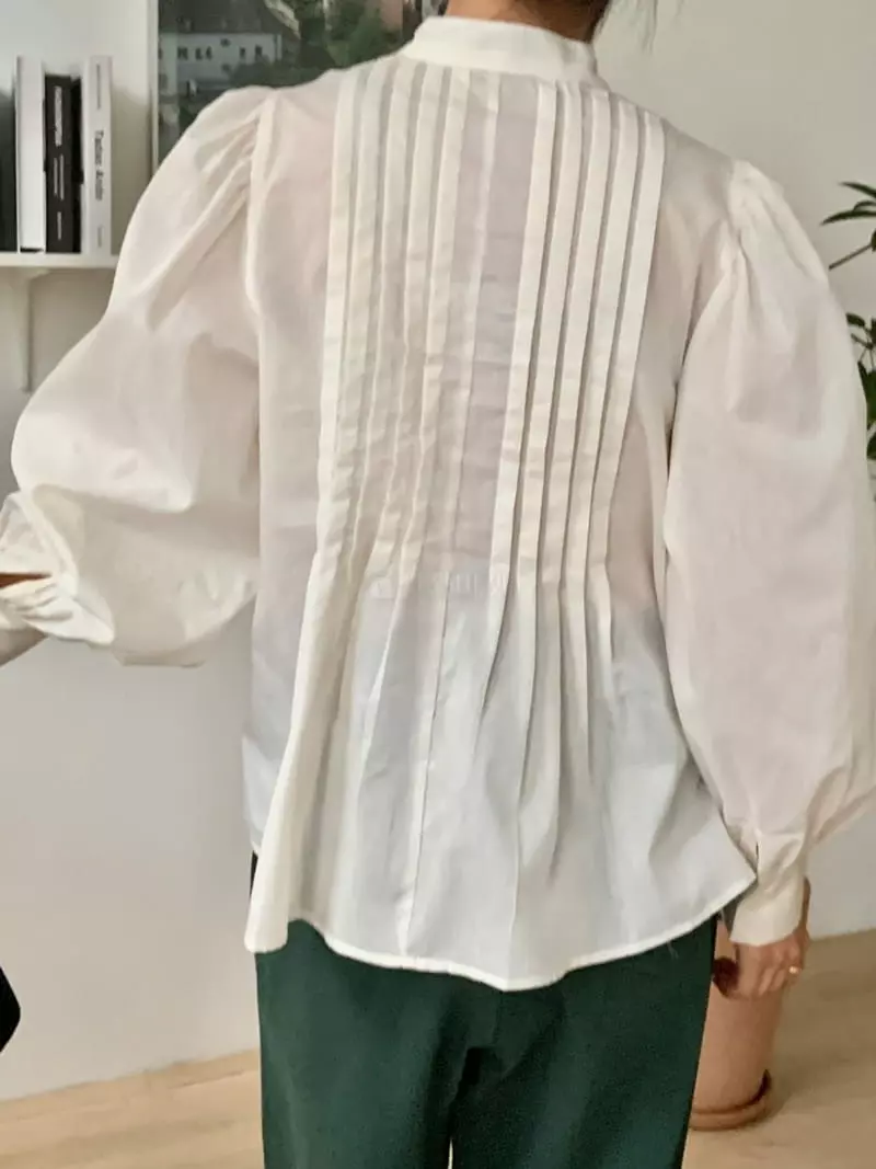 frill - Korean Women Fashion - #restrostyle - Broonze Wrinkle Blouse - 2