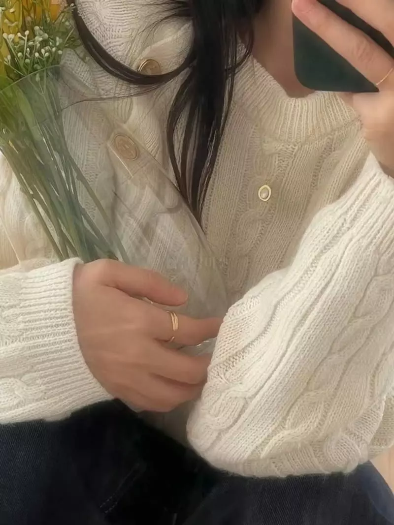 frill - Korean Women Fashion - #thatsdarling - Mus Button Knit