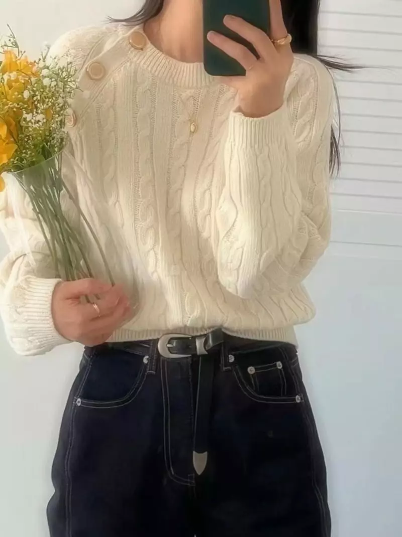 frill - Korean Women Fashion - #thelittlethings - Mus Button Knit - 2