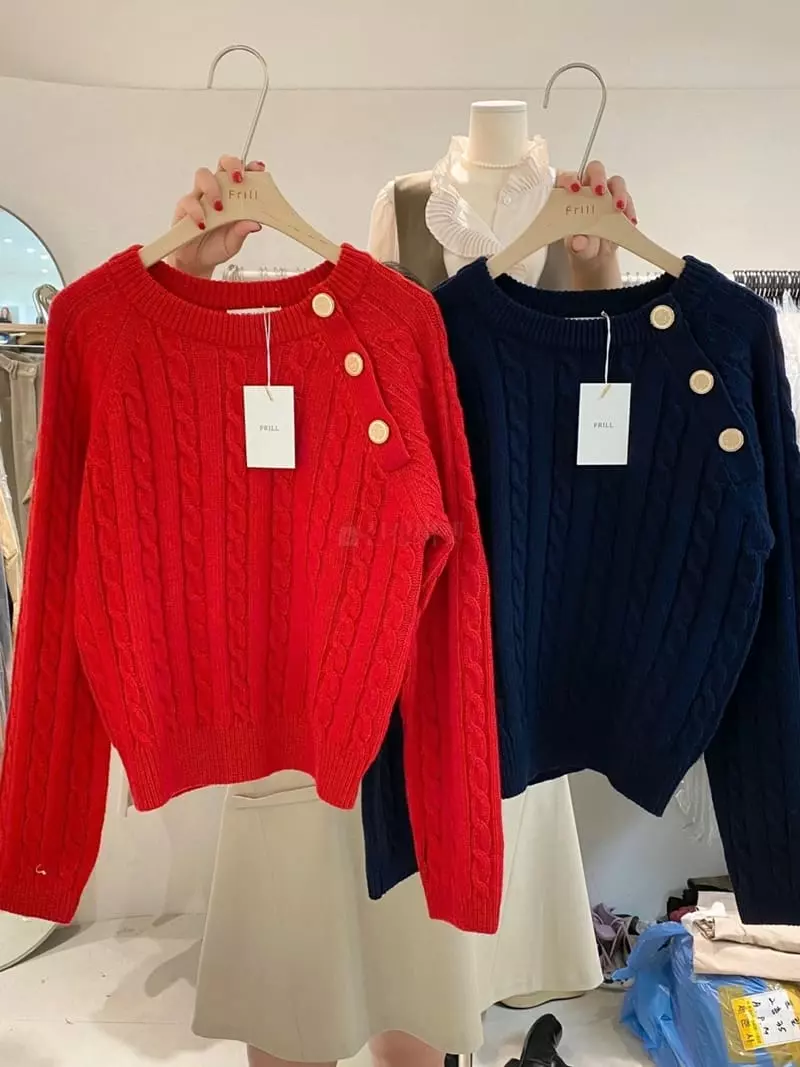 frill - Korean Women Fashion - #womensfashion - Mus Button Knit - 10