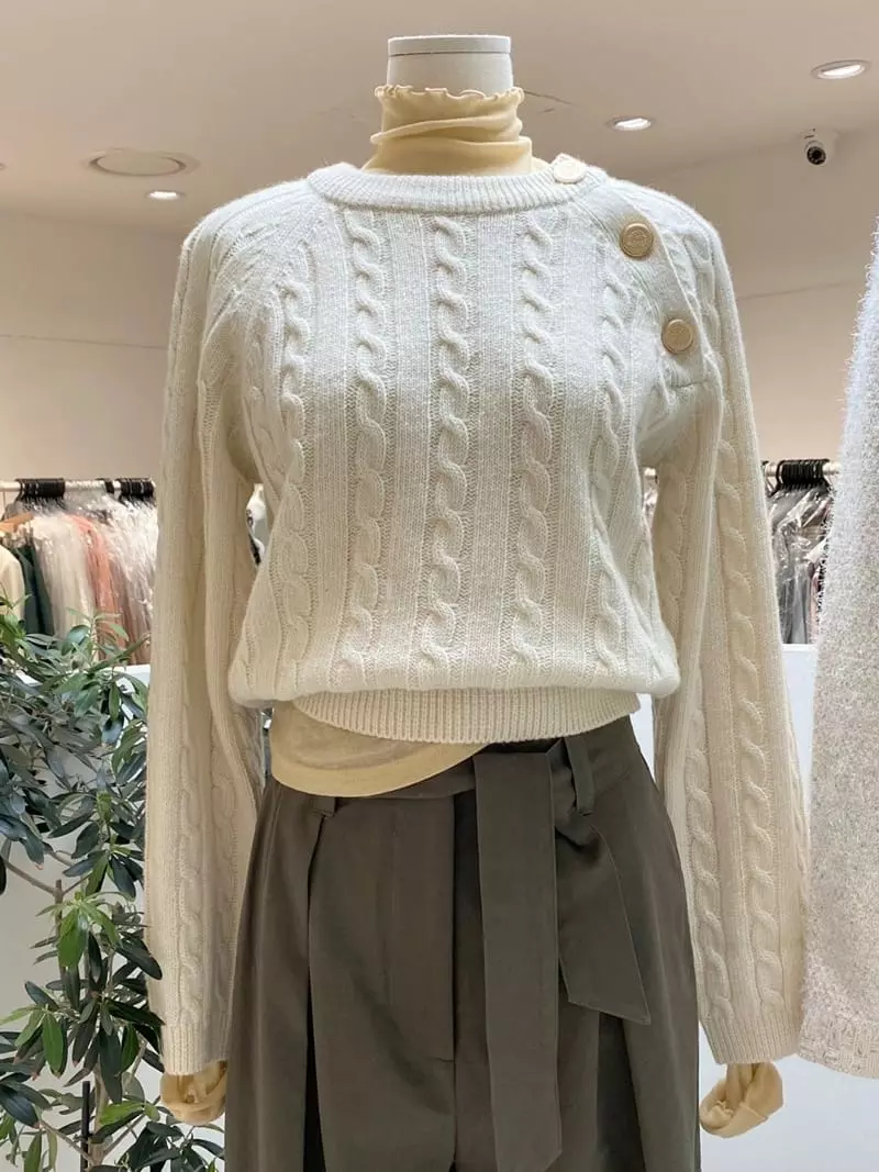 frill - Korean Women Fashion - #womensfashion - Mus Button Knit - 12