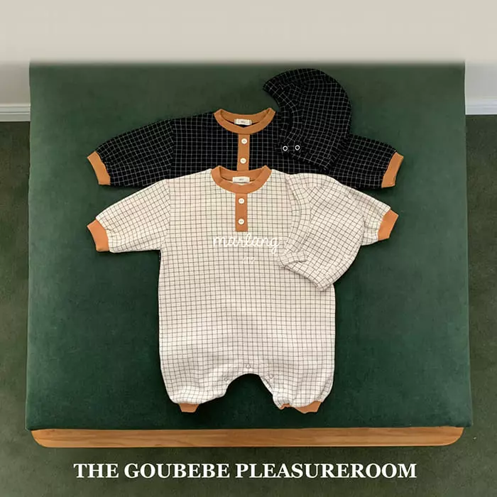 go;u - Korean Baby Fashion - #onlinebabyboutique - Bebe Check Bodysuit