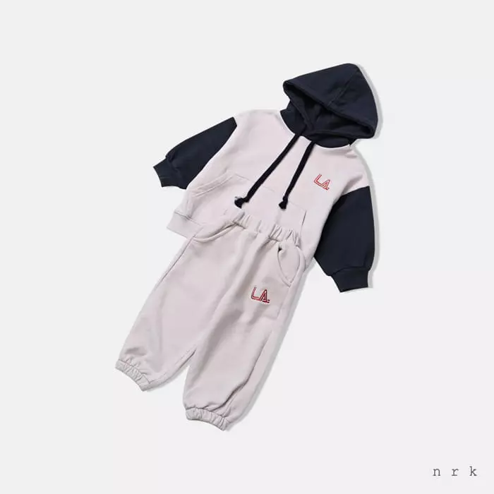 nrk - Korean Children Fashion - #kidsshorts - LA Hoody Top Bottom Set - 2