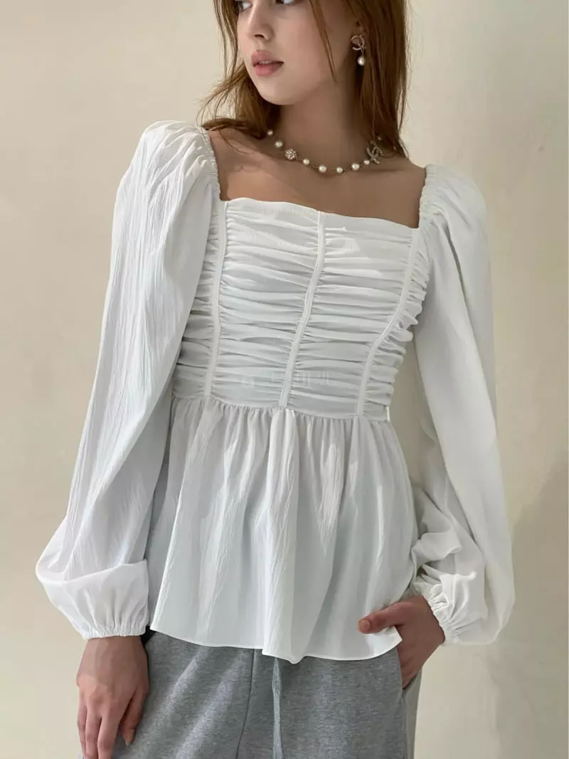 140 Avenue - Korean Women Fashion - #momslook - Lie Shirring Blouse - 12