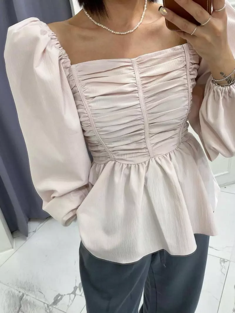 140 Avenue - Korean Women Fashion - #momslook - Lie Shirring Blouse - 8