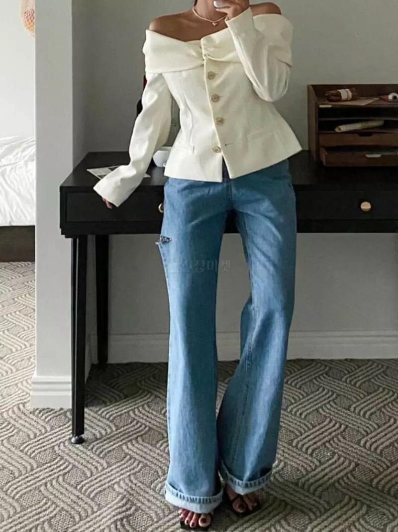 140 Avenue - Korean Women Fashion - #momslook - Off Shoulder Jacket - 5