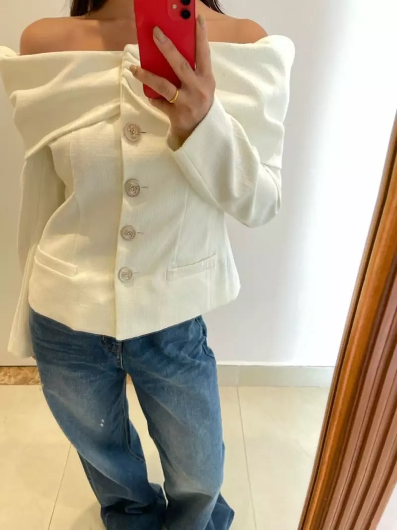 140 Avenue - Korean Women Fashion - #momslook - Off Shoulder Jacket - 7