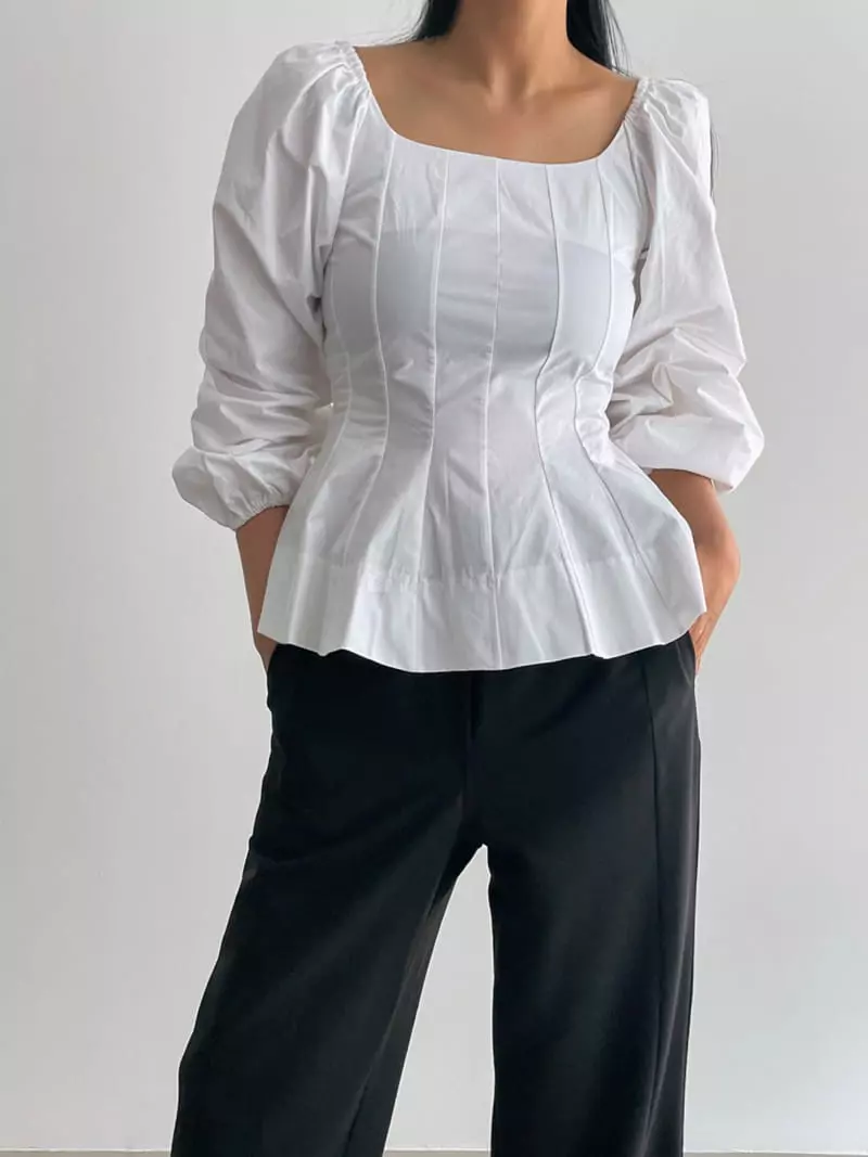 140 Avenue - Korean Women Fashion - #restrostyle - Twill Slit Blouse - 6