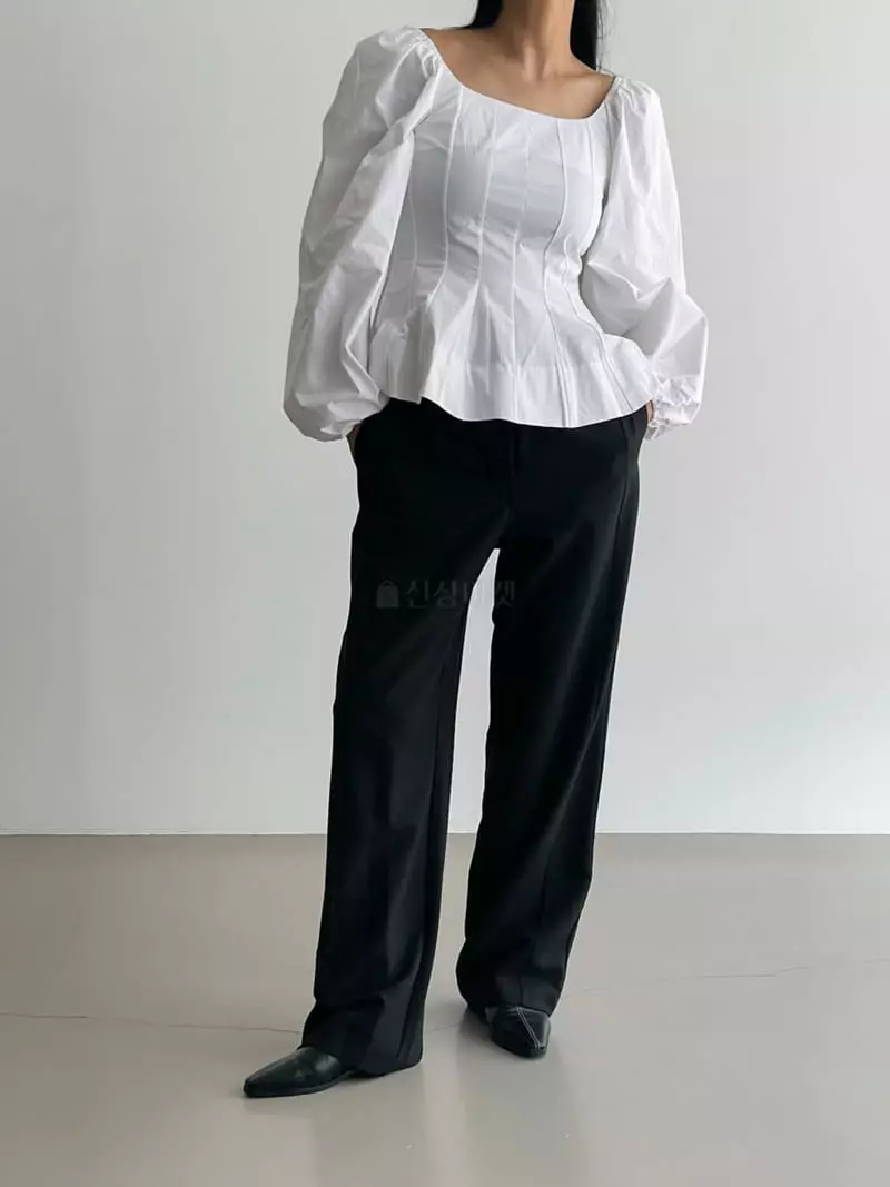 140 Avenue - Korean Women Fashion - #romanticstyle - Twill Slit Blouse - 7
