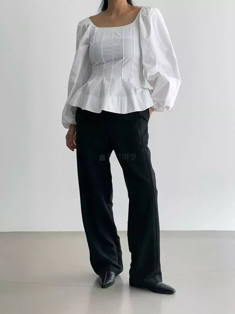 140 Avenue - Korean Women Fashion - #vintageinspired - Twill Slit Blouse - 3