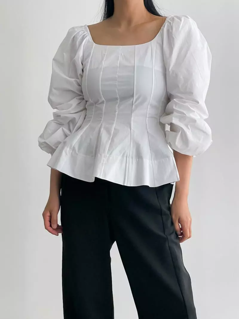 140 Avenue - Korean Women Fashion - #vintageinspired - Twill Slit Blouse - 4