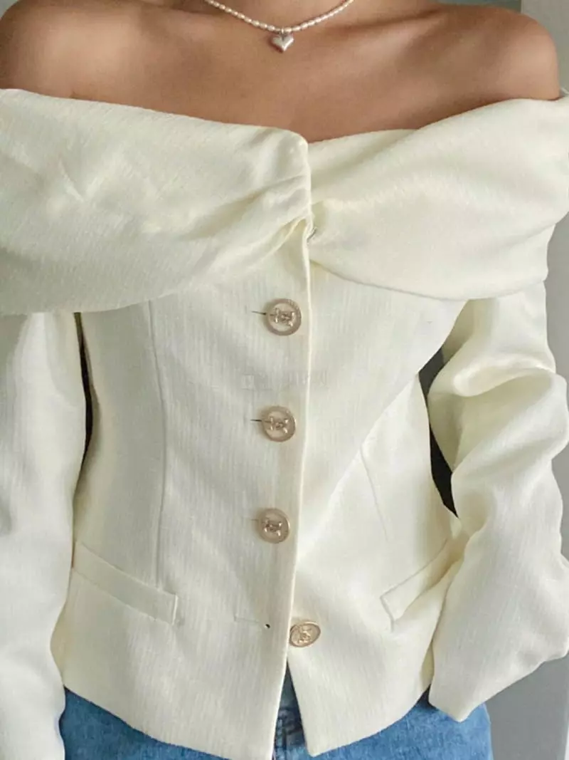 140 Avenue - Korean Women Fashion - #womensfashion - Off Shoulder Jacket - 6