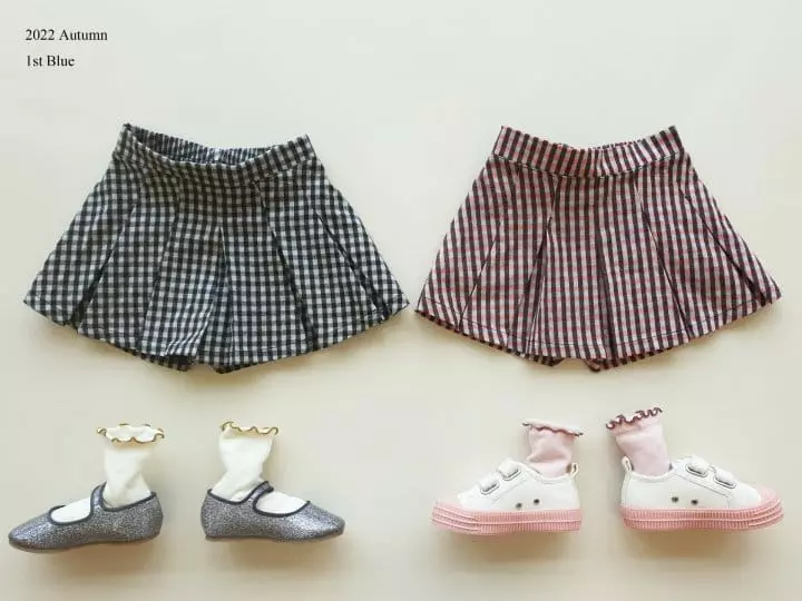 1st Blue - Korean Children Fashion - #childrensboutique - Check Skirt