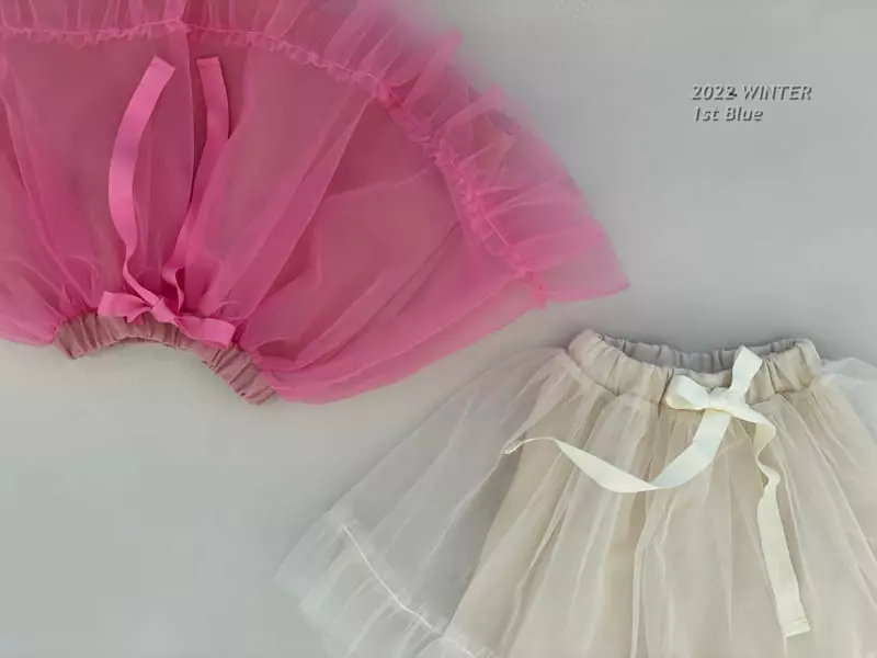 1st Blue - Korean Children Fashion - #childrensboutique - Ribbon Sha Skirt