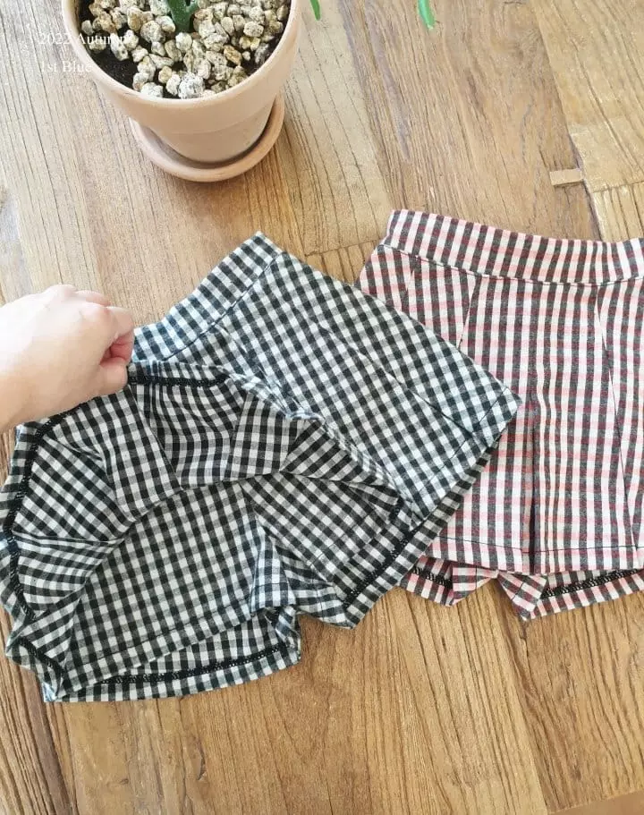 1st Blue - Korean Children Fashion - #designkidswear - Check Skirt - 2