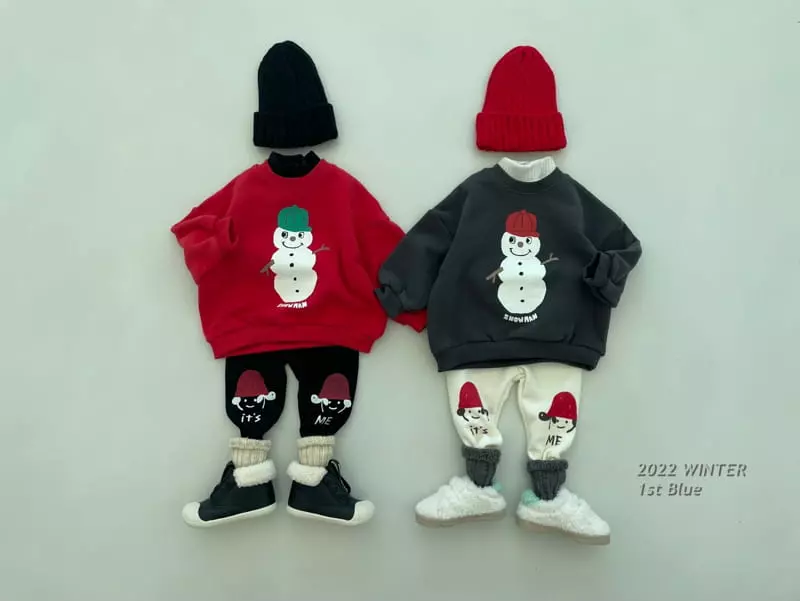 1st Blue - Korean Children Fashion - #discoveringself - Snowmen Sweatshirt