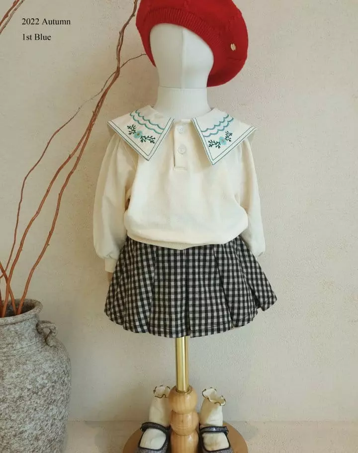 1st Blue - Korean Children Fashion - #discoveringself - Check Skirt - 4