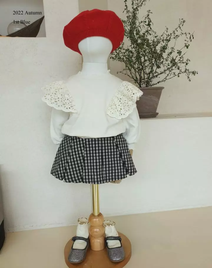 1st Blue - Korean Children Fashion - #kidsshorts - Check Skirt - 5