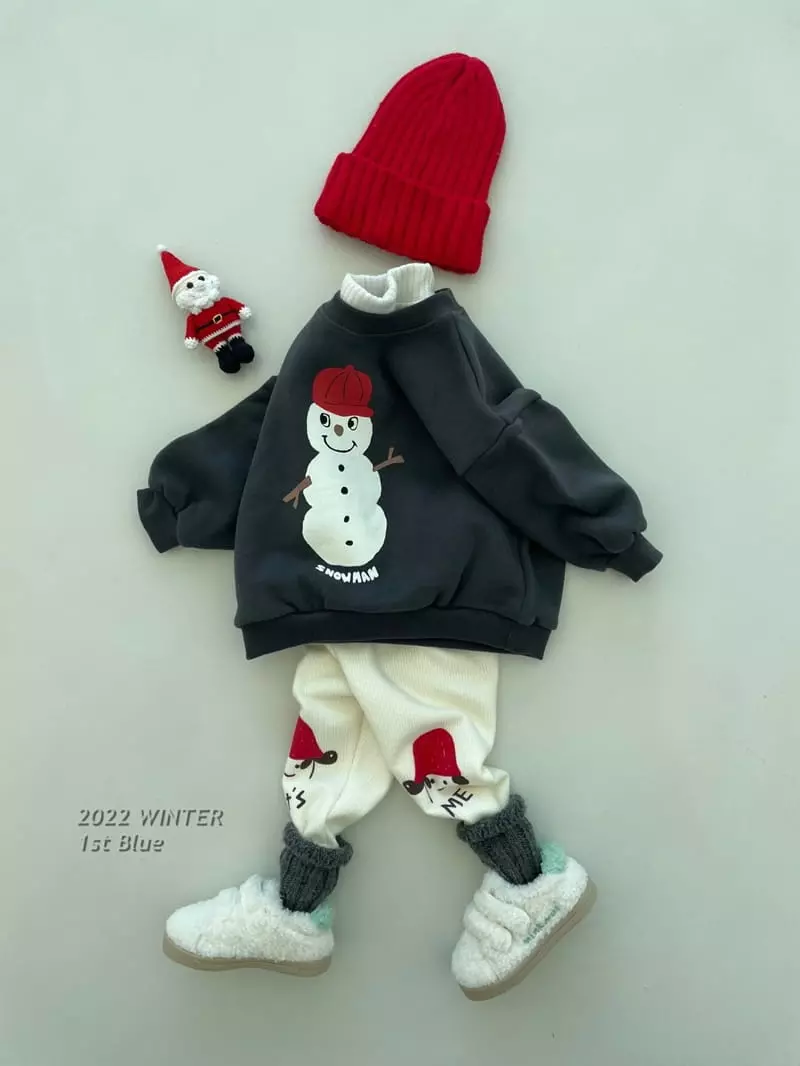 1st Blue - Korean Children Fashion - #kidsshorts - Snowmen Sweatshirt - 3