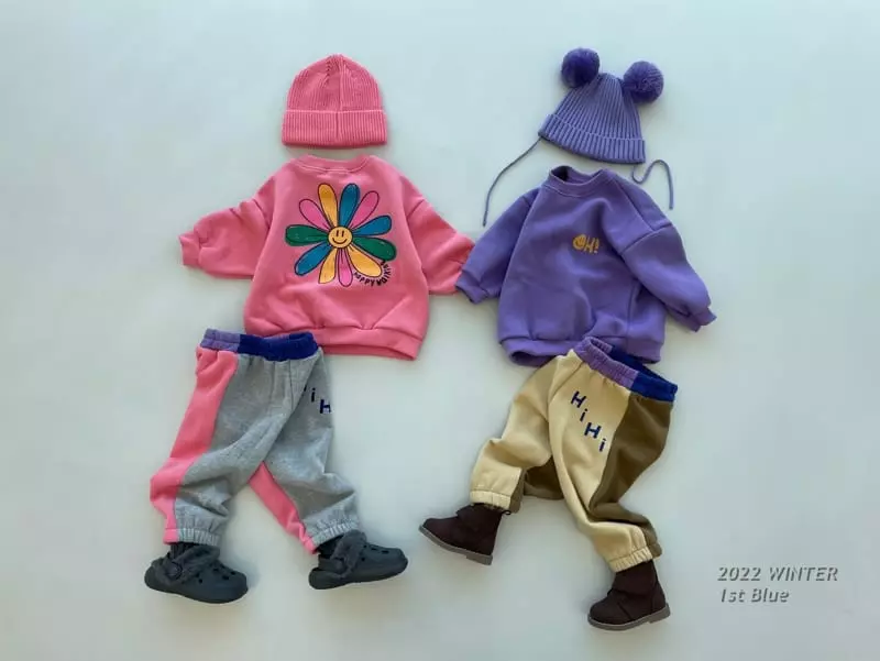 1st Blue - Korean Children Fashion - #kidsshorts - Smile Sweatshirt