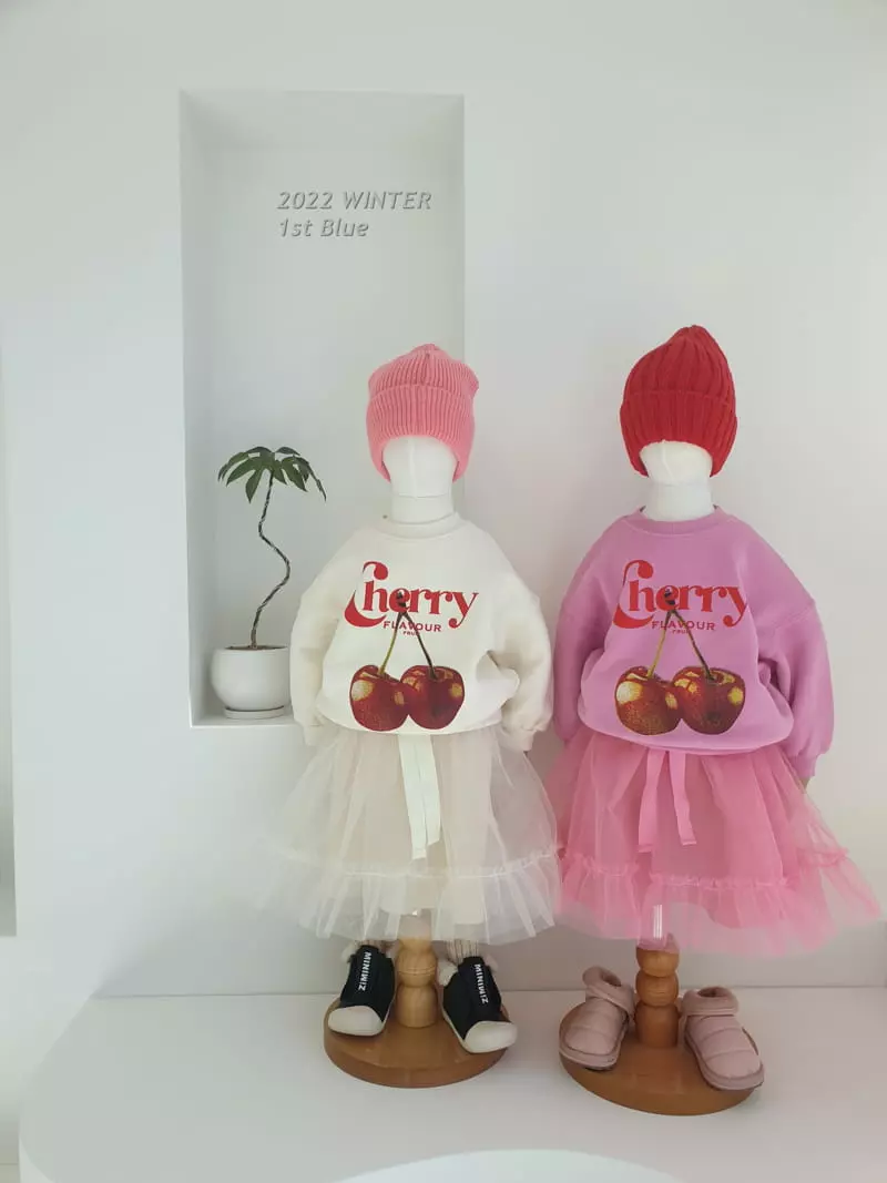 1st Blue - Korean Children Fashion - #kidsshorts - Cherry Sweatshirt