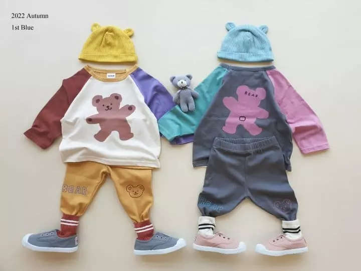 1st Blue - Korean Children Fashion - #kidzfashiontrend - Bear Raglan Tee - 2